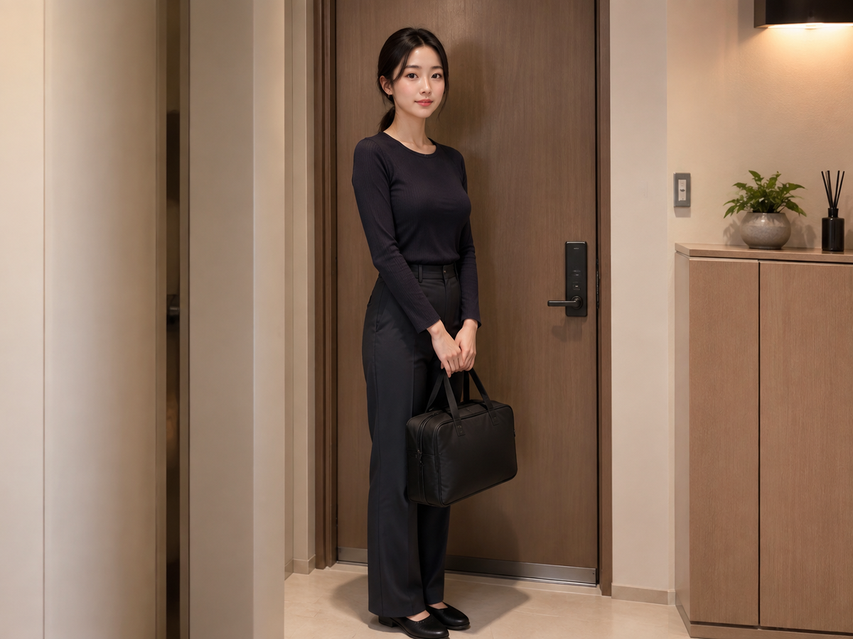 안성 공도 방문 홈케어 일정을 준비하는 젊은 성인 한국 여성 관리사